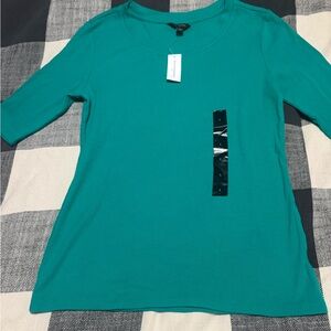 Banana Republic Turquoise half Sleeve ribbed Tee